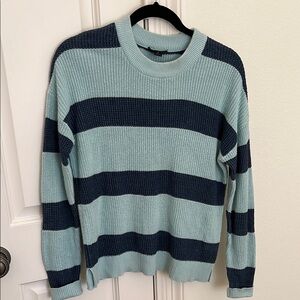 Carlisle Blue and dark blue stripe Crew Neck Sweater with Ribbed Texture
